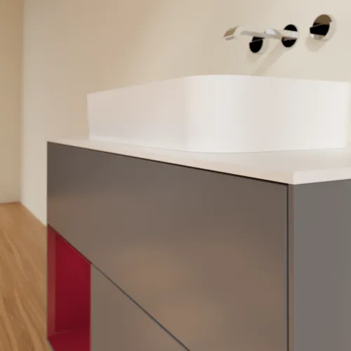 VILLEROY BOCH Toaletní skříňka Finion, s osvětlením, 2 výsuvy, 1000 x 603 x 501 mm, antracit matný lak / pivoňka matný lak / sklo bílé matné #F651HBGK, obrázek 6