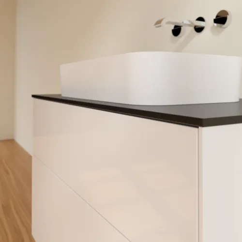 VILLEROY BOCH Toaletní skříňka Finion, 2 výsuvy, 1000 x 603 x 501 mm, lesklý bílý lak / černé matné sklo #F64200GF, obrázek 5