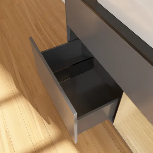 VILLEROY BOCH Toaletní skříňka Finion, s osvětlením, 2 výsuvy, 1000 x 603 x 501 mm, antracitový matný lak / dubová dýha / černé matné sklo #F662PCGK, obrázek 5