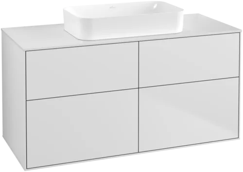 VILLEROY BOCH Toaletní skříňka Finion, 4 výsuvy, 1200 x 603 x 501 mm, bílý matný lak / sklo bílé matné #F67100MT
