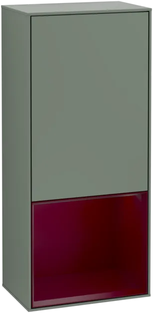 VILLEROY BOCH Boční skříňka Finion, s osvětlením, 1 dvířka, 418 x 936 x 270 mm, olivový matný lak / pivoňkový matný lak #F550HBGM