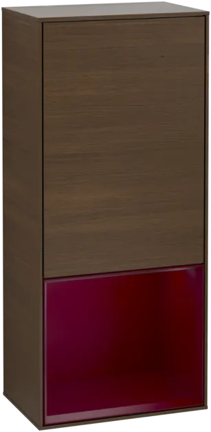 VILLEROY BOCH Boční skříňka Finion, s osvětlením, 1 dvířka, 418 x 936 x 270 mm, ořechová dýha / matný lak Peony #F550HBGN