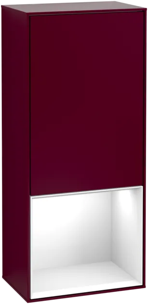 VILLEROY BOCH Boční skříňka Finion, s osvětlením, 1 dvířka, 418 x 936 x 270 mm, matný lak Peony / lesklý bílý lak #F540GFHB