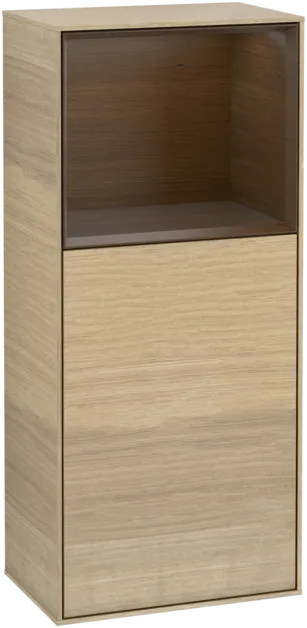 VILLEROY BOCH Boční skříňka Finion, s osvětlením, 1 dvířka, 418 x 936 x 270 mm, dubová dýha / ořechová dýha #F510GNPC