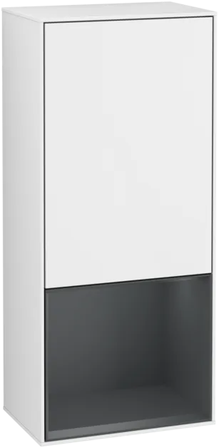 VILLEROY BOCH Boční skříňka Finion, s osvětlením, 1 dvířka, 418 x 936 x 270 mm, lesklý bílý lak / půlnočně modrý matný lak #F540HGGF