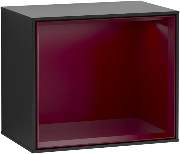 VILLEROY BOCH Policový modul Finion, s osvětlením, 418 x 356 x 270 mm, černý matný lak / pivoňkový matný lak #F580HBPD