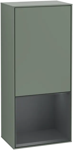 VILLEROY BOCH Boční skříňka Finion, s osvětlením, 1 dveře, 418 x 936 x 270 mm, olivový matný lak / půlnoční modrý matný lak #F540HGGM
