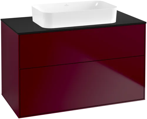 VILLEROY BOCH Toaletní skříňka Finion, 2 výsuvy, 1000 x 603 x 501 mm, Peony Matt Lacquer / Glass Black Matt #F64200HB