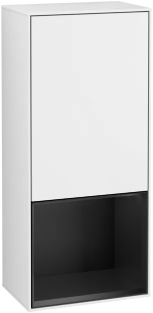 VILLEROY BOCH Boční skříňka Finion, s osvětlením, 1 dveře, 418 x 936 x 270 mm, lesklý bílý lak / černý matný lak #F540PDGF