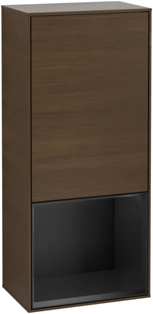 VILLEROY BOCH Boční skříňka Finion, s osvětlením, 1 dvířka, 418 x 936 x 270 mm, ořechová dýha / černý matný lak #F540PDGN