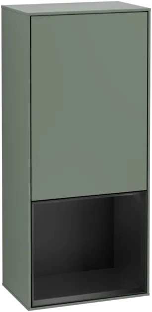 VILLEROY BOCH Boční skříňka Finion, s osvětlením, 1 dveře, 418 x 936 x 270 mm, olivový matný lak / černý matný lak #F540PDGM