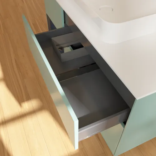 VILLEROY BOCH Toaletní skříňka Finion, s osvětlením, 3 výsuvy, 1200 x 603 x 501 mm, olivový matný lak / půlnoční modrý matný lak / bílé matné sklo #F701HGGM, obrázek 5