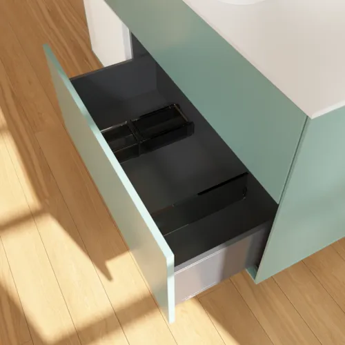 VILLEROY BOCH Toaletní skříňka Finion, s osvětlením, 3 výsuvy, 1200 x 603 x 501 mm, olivově matný lak / lesklý bílý lak / sklo bílé matné #F701GFGM, obrázek 5