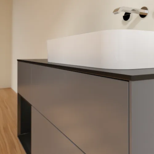 VILLEROY BOCH Toaletní skříňka Finion, s osvětlením, 3 výsuvy, 1200 x 603 x 501 mm, antracitový matný lak / černý matný lak / černé matné sklo #F682PDGK, obrázek 3