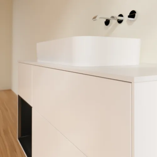 VILLEROY BOCH Toaletní skříňka Finion, s osvětlením, 3 výsuvy, 1200 x 603 x 501 mm, bílý matný lak / černý matný lak / bílé matné sklo #F701PDMT, obrázek 5