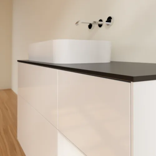 VILLEROY BOCH Toaletní skříňka Finion, s osvětlením, 3 výsuvy, 1200 x 603 x 501 mm, lesklý bílý lak / lesklý bílý lak / sklo černé matné #F692GFGF, obrázek 3