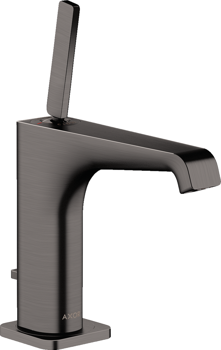 HANSGROHE AXOR Citterio E Páková umyvadlová baterie 130 s kolíkovou rukojetí a odtokovou soupravou s táhlem #36100340 - kartáčovaný černý chrom