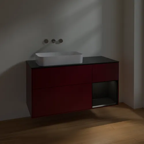 VILLEROY BOCH Toaletní skříňka Finion, s osvětlením, 3 výsuvy, 1200 x 603 x 501 mm, Peony Matt Lacquer / Black Matt Lacquer / Glass Black Matt #F692PDHB, obrázek 4