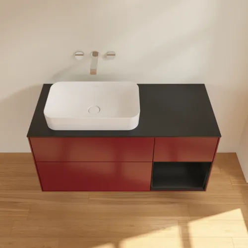 VILLEROY BOCH Toaletní skříňka Finion, s osvětlením, 3 výsuvy, 1200 x 603 x 501 mm, Peony Matt Lacquer / Black Matt Lacquer / Glass Black Matt #F692PDHB, obrázek 3