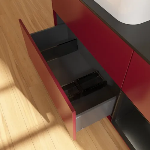 VILLEROY BOCH Toaletní skříňka Finion, s osvětlením, 3 výsuvy, 1200 x 603 x 501 mm, Peony Matt Lacquer / Black Matt Lacquer / Glass Black Matt #F692PDHB, obrázek 5