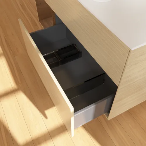 VILLEROY BOCH Toaletní skříňka Finion, s osvětlením, 3 výsuvy, 1200 x 603 x 501 mm, dubová dýha / ořechová dýha / sklo bílé matné #F701GNPC, obrázek 5