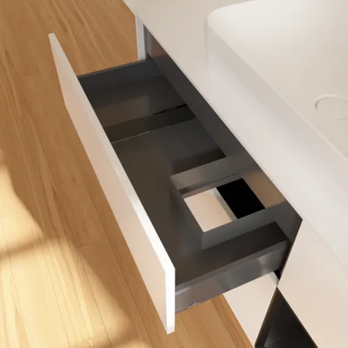 VILLEROY BOCH Toaletní skříňka Finion, s osvětlením, 3 výsuvy, 1200 x 603 x 501 mm, bílý matný lak / černý matný lak / bílé matné sklo #F711PDMT, obrázek 5