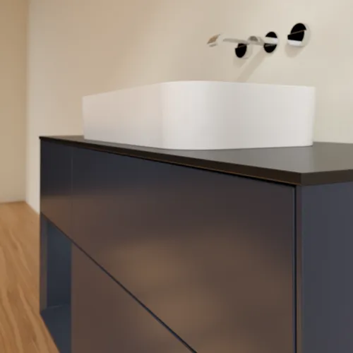 VILLEROY BOCH Toaletní skříňka Finion, s osvětlením, 3 výsuvy, 1200 x 603 x 501 mm, Midnight Blue Matt Lacquer / Midnight Blue Matt Lacquer / Glass Black Matt #F702HGHG, obrázek 4