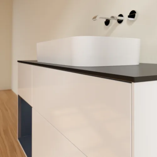 VILLEROY BOCH Toaletní skříňka Finion, s osvětlením, 3 výsuvy, 1200 x 603 x 501 mm, lesklý bílý lak / půlnoční modrý matný lak / černé matné sklo #F702HGGF, obrázek 3