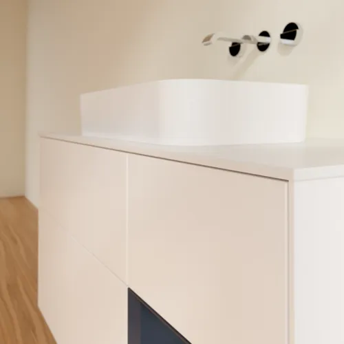 VILLEROY BOCH Toaletní skříňka Finion, s osvětlením, 3 výsuvy, 1200 x 603 x 501 mm, bílý matný lak / půlnoční modrý matný lak / bílé matné sklo #F711HGMT, obrázek 5