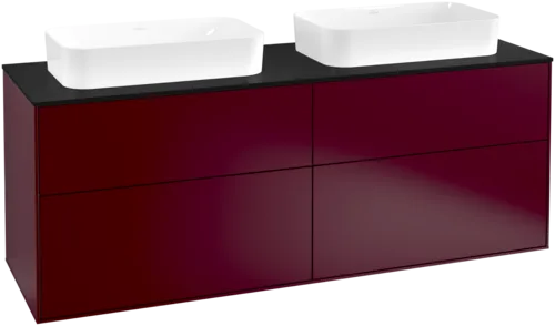 VILLEROY BOCH Toaletní skříňka Finion, 4 výsuvy, 1600 x 603 x 501 mm, matný lak Peony / černé matné sklo #F72200HB
