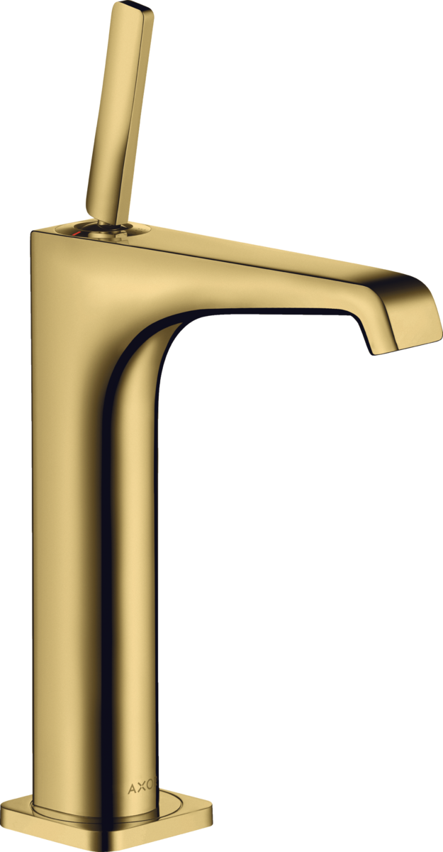 HANSGROHE AXOR Citterio E jednopáková umyvadlová baterie 190 s kolíkovou rukojetí pro umyvadla na desku s výsuvným odpadem #36103990 - Polished Gold Optic