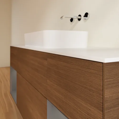 VILLEROY BOCH Toaletní skříňka Finion, s osvětlením, 4 výsuvy, 1600 x 603 x 501 mm, ořechová dýha / antracitový matný lak / bílé matné sklo #F741GKGN, obrázek 5