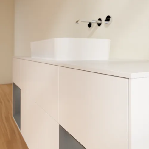 VILLEROY BOCH Toaletní skříňka Finion, s osvětlením, 4 výsuvy, 1600 x 603 x 501 mm, bílý matný lak / antracitový matný lak / bílé matné sklo #F741GKMT, obrázek 5