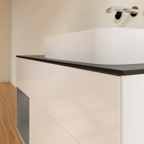 VILLEROY BOCH Toaletní skříňka Finion, s osvětlením, 3 výsuvy, 1200 x 603 x 501 mm, lesklý bílý lak / antracitový matný lak / černé matné sklo #F682GKGF, obrázek 2