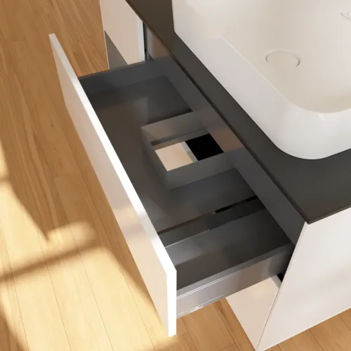 VILLEROY BOCH Toaletní skříňka Finion, s osvětlením, 3 výsuvy, 1200 x 603 x 501 mm, lesklý bílý lak / antracitový matný lak / černé matné sklo #F682GKGF, obrázek 4