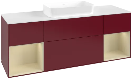 VILLEROY BOCH Toaletní skříňka Finion, s osvětlením, 4 výsuvy, 1600 x 603 x 501 mm, Peony Matt Lacquer / Silk Grey Matt Lacquer / Glass White Matt #F741HJHB