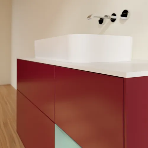 VILLEROY BOCH Toaletní skříňka Finion, s osvětlením, 3 výsuvy, 1200 x 603 x 501 mm, Pivoňka matný lak / Olivový matný lak / Sklo bílé matné #F711GMHB, obrázek 5