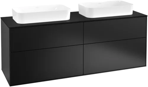 VILLEROY BOCH Toaletní skříňka Finion, 4 výsuvy, 1600 x 603 x 501 mm, černý matný lak / černé matné sklo #F72200PD