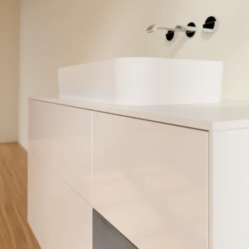 VILLEROY BOCH Toaletní skříňka Finion, s osvětlením, 3 výsuvy, 1200 x 603 x 501 mm, lesklý bílý lak / antracitový matný lak / bílé matné sklo #F711GKGF, obrázek 4