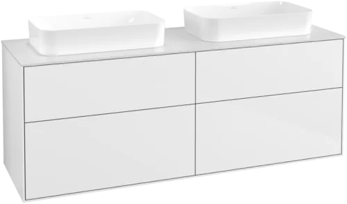 VILLEROY BOCH Toaletní skříňka Finion, 4 výsuvy, 1600 x 603 x 501 mm, lesklý bílý lak / sklo bílé matné #F72100GF