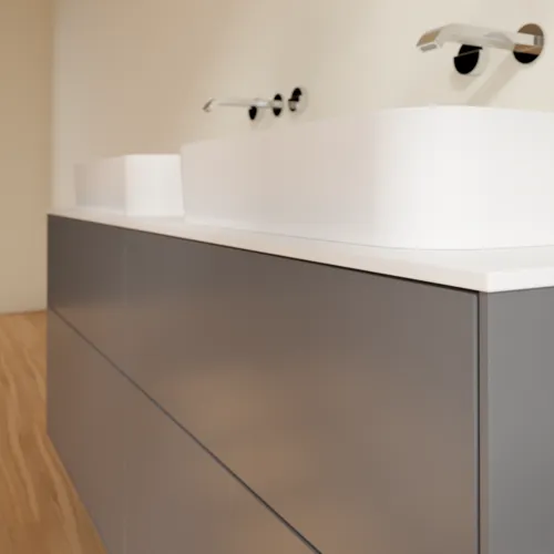 VILLEROY BOCH Toaletní skříňka Finion, 4 výsuvy, 1600 x 603 x 501 mm, antracit matný lak / sklo bílé matné #F72100GK, obrázek 3