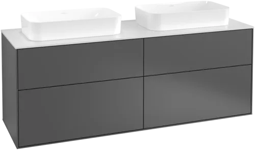VILLEROY BOCH Toaletní skříňka Finion, 4 výsuvy, 1600 x 603 x 501 mm, antracit matný lak / sklo bílé matné #F72100GK