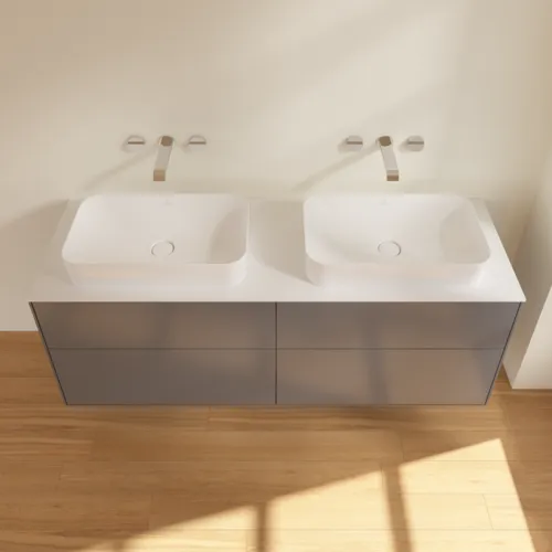 VILLEROY BOCH Toaletní skříňka Finion, 4 výsuvy, 1600 x 603 x 501 mm, antracit matný lak / sklo bílé matné #F72100GK, obrázek 2