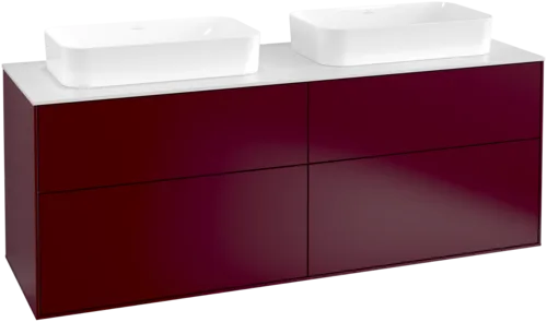 VILLEROY BOCH Toaletní skříňka Finion, 4 výsuvy, 1600 x 603 x 501 mm, Peony Matt Lacquer / Glass White Matt #F72100HB
