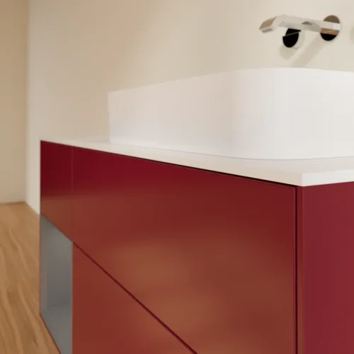 VILLEROY BOCH Toaletní skříňka Finion, s osvětlením, 3 výsuvy, 1200 x 603 x 501 mm, matný lak Pivoňka / matný lak Antracit / matné sklo Bílá #F681GKHB, obrázek 5