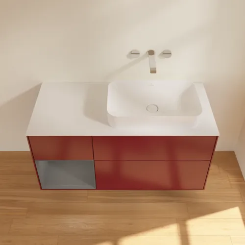 VILLEROY BOCH Toaletní skříňka Finion, s osvětlením, 3 výsuvy, 1200 x 603 x 501 mm, matný lak Pivoňka / matný lak Antracit / matné sklo Bílá #F681GKHB, obrázek 3