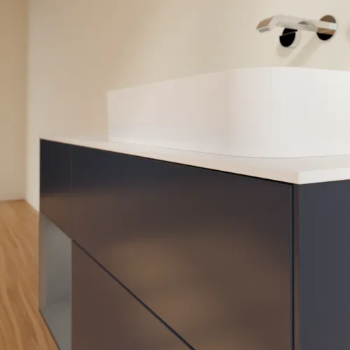 VILLEROY BOCH Toaletní skříňka Finion, s osvětlením, 3 výsuvy, 1200 x 603 x 501 mm, Midnight Blue Matt Lacquer / Anthracite Matt Lacquer / Glass White Matt #F681GKHG, obrázek 6