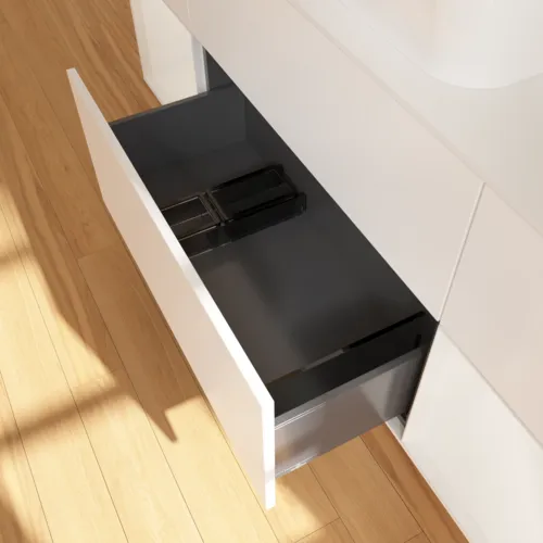 VILLEROY BOCH Toaletní skříňka Finion, s osvětlením, 4 výsuvy, 1600 x 603 x 501 mm, bílý matný lak / bílý lesklý lak / bílé matné sklo #F741GFMT, obrázek 6