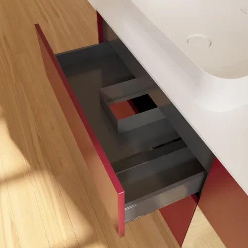 VILLEROY BOCH Toaletní skříňka Finion, s osvětlením, 3 výsuvy, 1200 x 603 x 501 mm, matný lak Peony / dubová dýha / bílé matné sklo #F691PCHB, obrázek 4