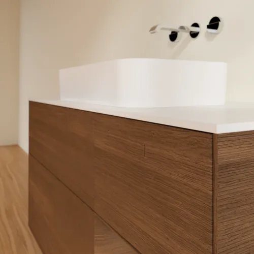 VILLEROY BOCH Toaletní skříňka Finion, s osvětlením, 3 výsuvy, 1200 x 603 x 501 mm, ořechová dýha / ořechová dýha / sklo bílé matné #F711GNGN, obrázek 3